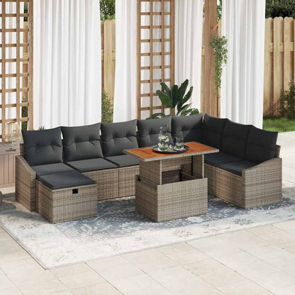 Set Divano da Giardino 9 pz Grigio polyrattan | homemem39