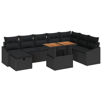 Set Divano da Giardino 9 pcs Nero polyrattan | homemem39