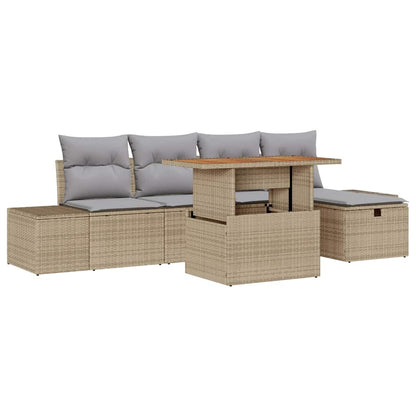 Set Divano da Giardino 6 pcs Beige polyrattan - homemem39