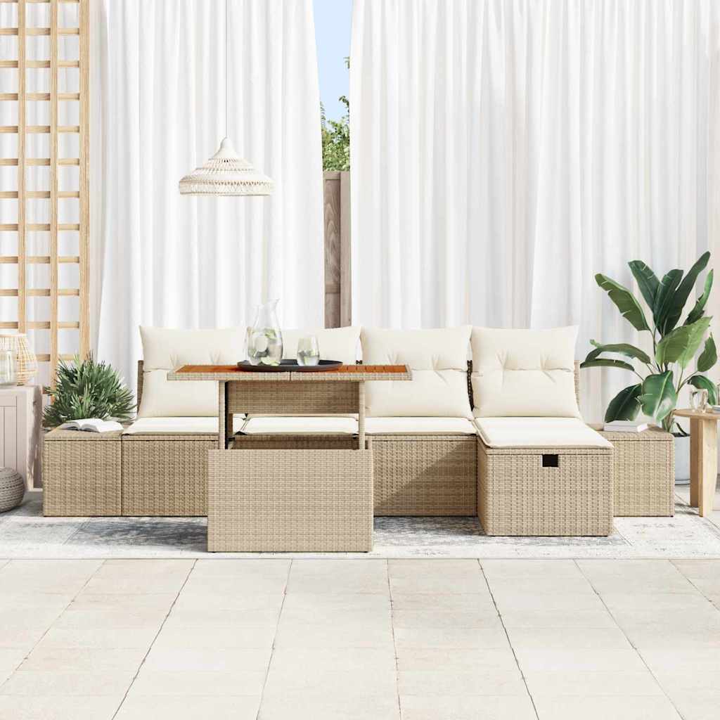 Set Divano da Giardino 6 pcs Beige polyrattan - homemem39