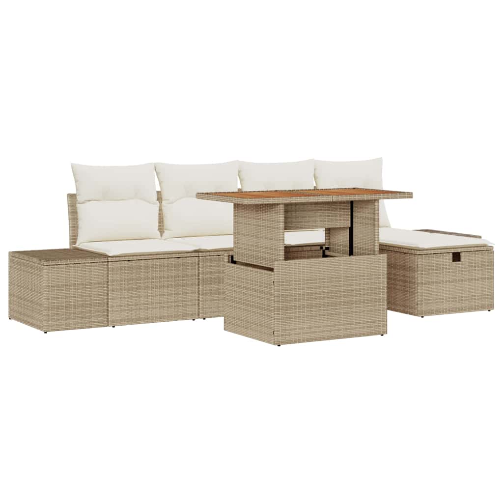 Set Divano da Giardino 6 pcs Beige polyrattan - homemem39