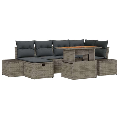 Set Divano da Giardino 7 pz Grigio polyrattan