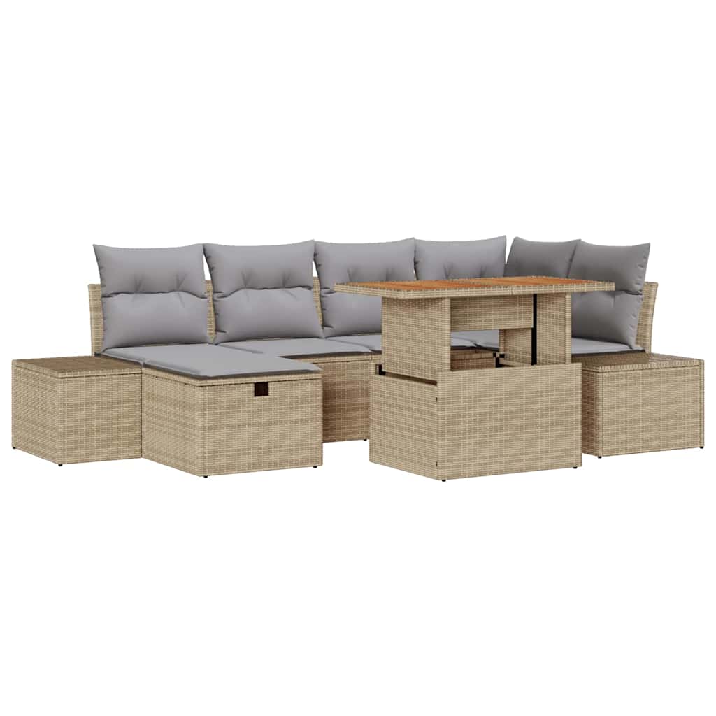 Set Divano da Giardino 7 pcs Beige polyrattan - homemem39