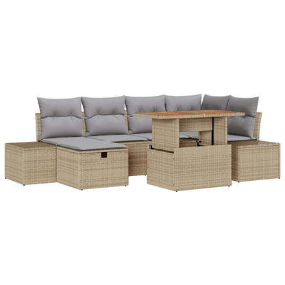 Set Divano da Giardino 7 pcs Beige polyrattan - homemem39