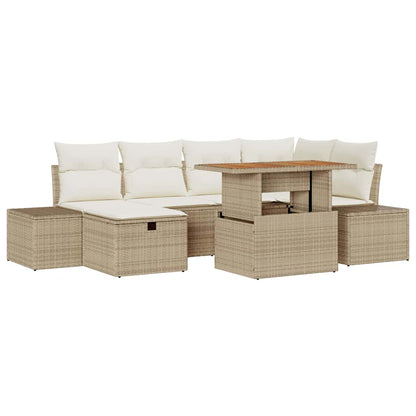 Set Divano da Giardino 7 pcs Beige polyrattan - homemem39