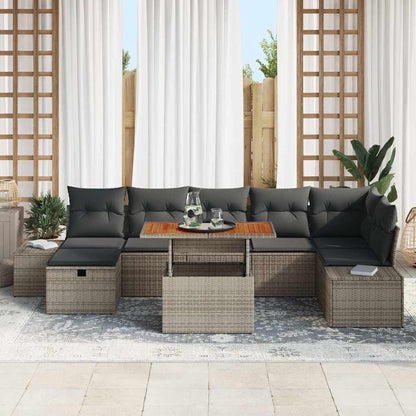 Set Divano da Giardino 8 pz Grigio polyrattan