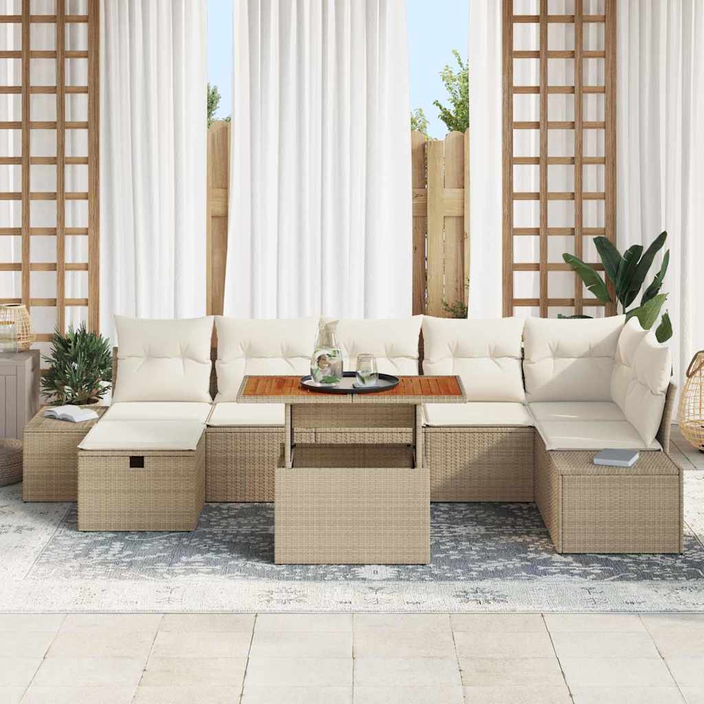 Set Divano da Giardino 8 pcs Beige polyrattan - homemem39
