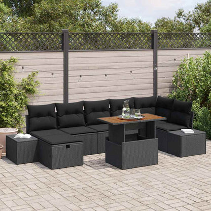 Set Divano da Giardino 8 pcs Nero polyrattan | homemem39