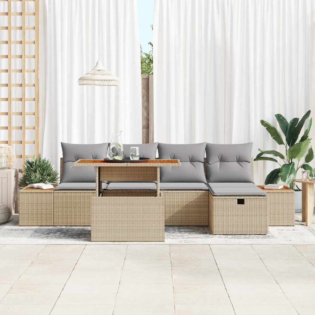Set Divano da Giardino 6 pcs Beige polyrattan - homemem39
