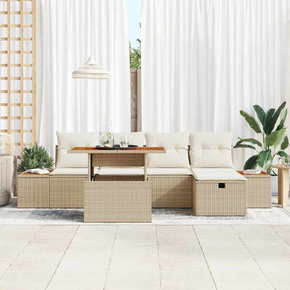 Set Divano da Giardino 6 pcs Beige polyrattan - homemem39