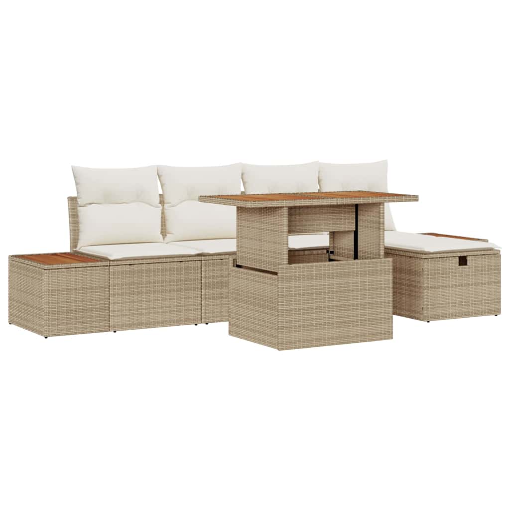 Set Divano da Giardino 6 pcs Beige polyrattan - homemem39