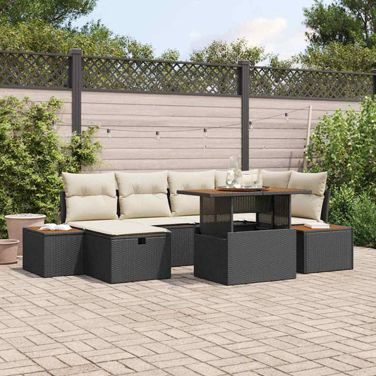 Set Divano da Giardino 7 pcs Nero polyrattan - homemem39
