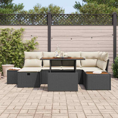 Set Divano da Giardino 7 pcs Nero polyrattan - homemem39