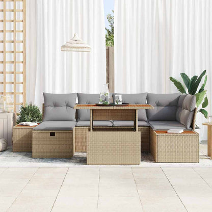 Set Divano da Giardino 7 pcs Beige polyrattan - homemem39