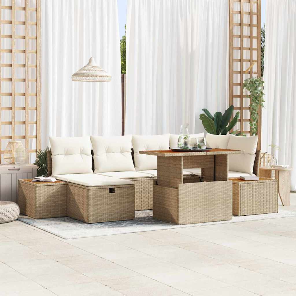 Set Divano da Giardino 7 pcs Beige polyrattan - homemem39