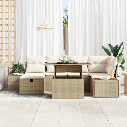 Set Divano da Giardino 7 pcs Beige polyrattan