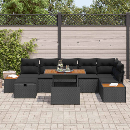 Set Divano da Giardino 8 pcs Nero polyrattan | homemem39