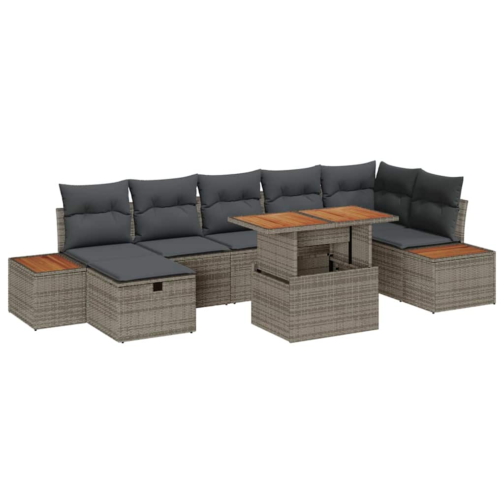 Set Divano da Giardino 8 pz Grigio polyrattan | homemem39
