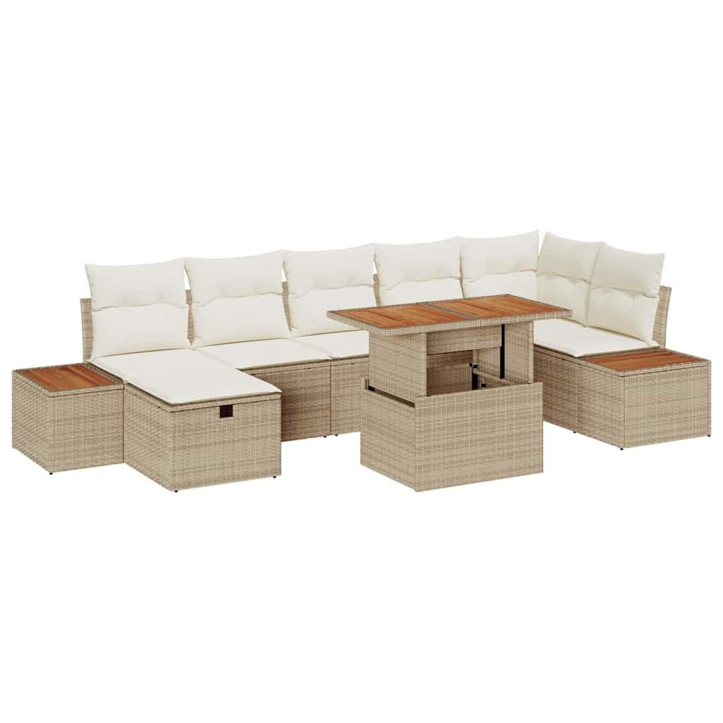 Set Divano da Giardino 8 pcs Beige polyrattan - homemem39