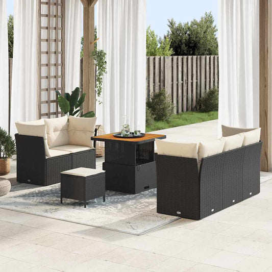 Set Divano da Giardino 8 pcs Nero polyrattan - homemem39
