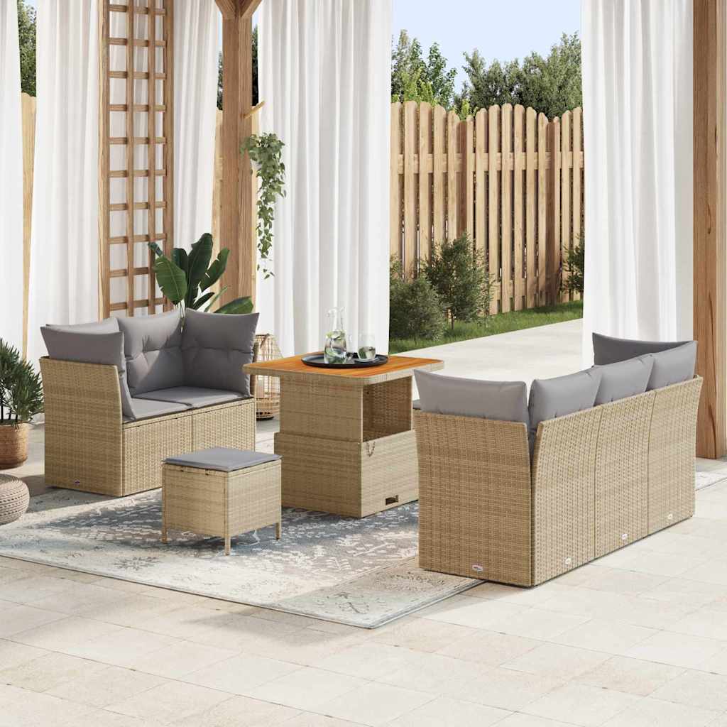 Set Divano da Giardino 8 pcs Beige polyrattan - homemem39