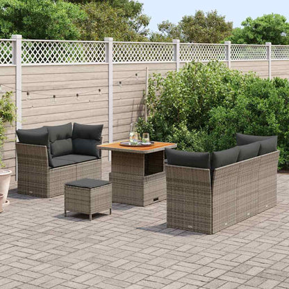 Set Divano da Giardino con cuscino 8 pcs Grigio polyrattan | homemem39