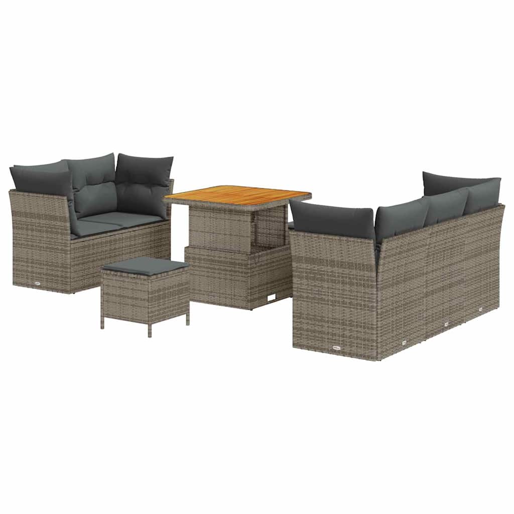 Set Divano da Giardino con cuscino 8 pcs Grigio polyrattan | homemem39