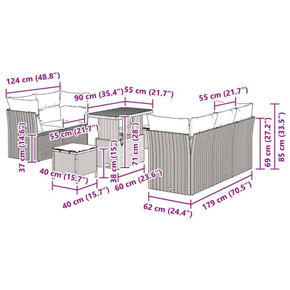 Set Divano da Giardino 8 pcs Beige polyrattan - homemem39