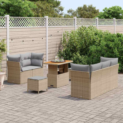 Set Divano da Giardino 8 pcs Beige polyrattan