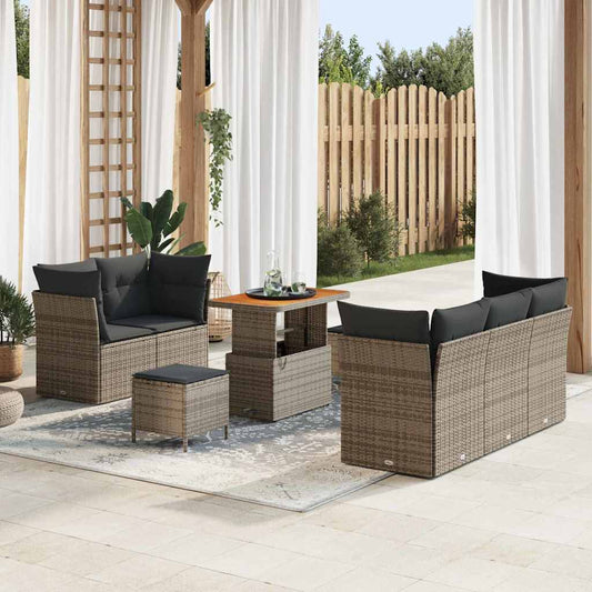 Set Divano da Giardino 8 pcs Grigio polyrattan - homemem39