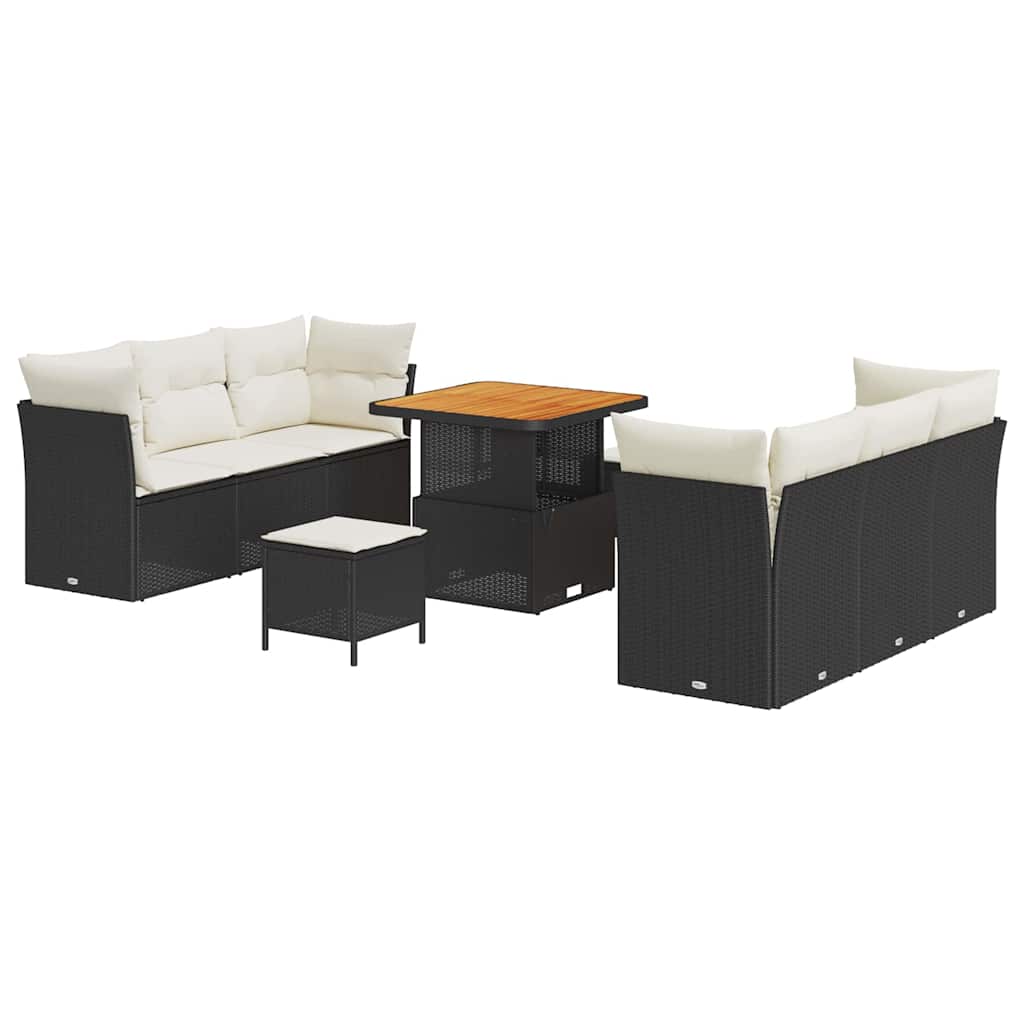 Set Divano da Giardino 9 pcs Nero polyrattan - homemem39