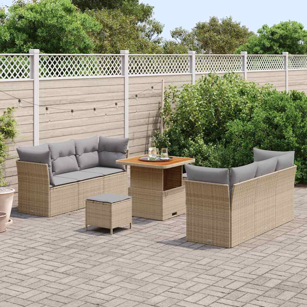 Set Divano da Giardino 9 pcs Beige polyrattan - homemem39