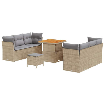Set Divano da Giardino 9 pcs Beige polyrattan - homemem39