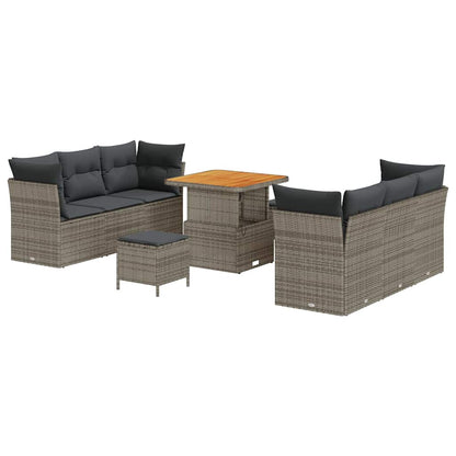Set Divano da Giardino 9 pcs Grigio polyrattan | homemem39