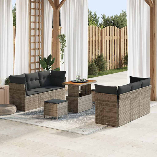 Set Divano da Giardino 9 pcs Grigio polyrattan - homemem39