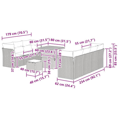 Set Divano da Giardino 10 pcs Nero polyrattan - homemem39