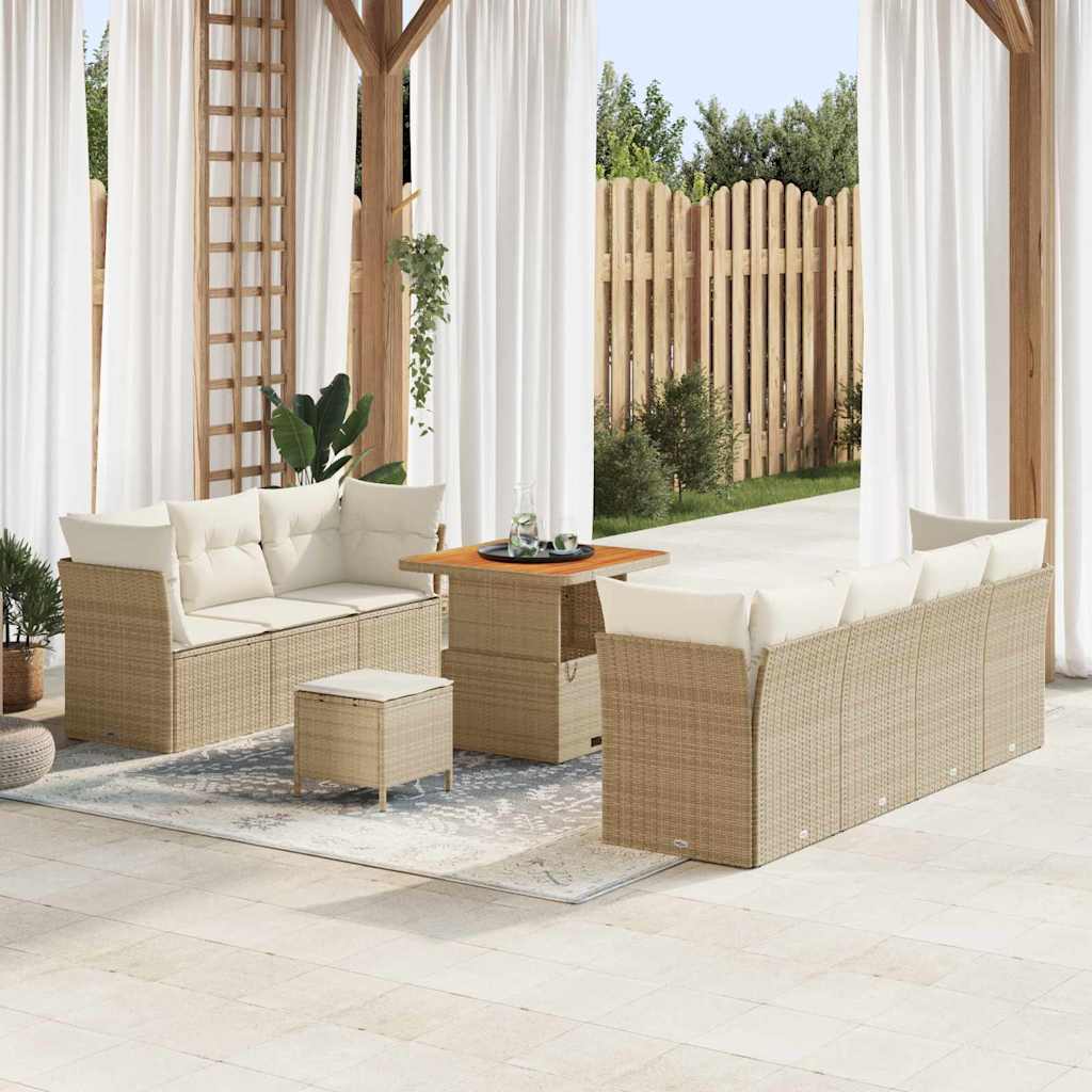 Set Divano da Giardino 10 pcs Beige polyrattan - homemem39
