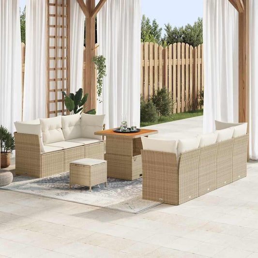 Set Divano da Giardino 10 pcs Beige polyrattan - homemem39