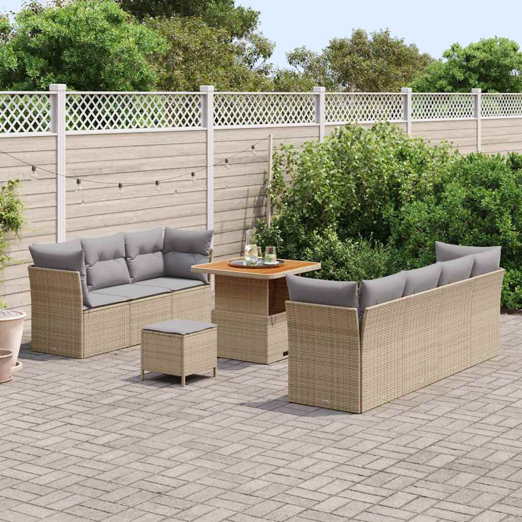 Set Divano da Giardino 10 pcs Beige polyrattan - homemem39