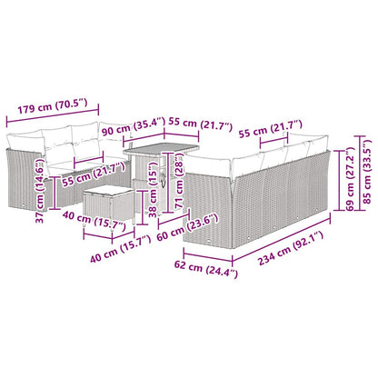 Set Divano da Giardino 10 pcs Grigio polyrattan - homemem39