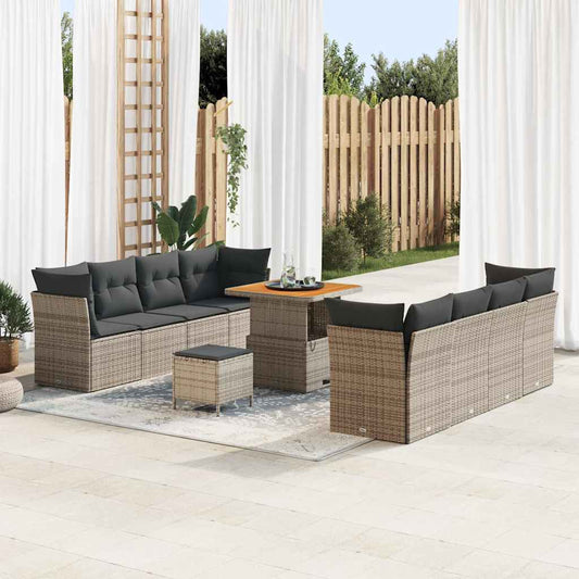 Set Divano da Giardino 11 pcs Grigio polyrattan