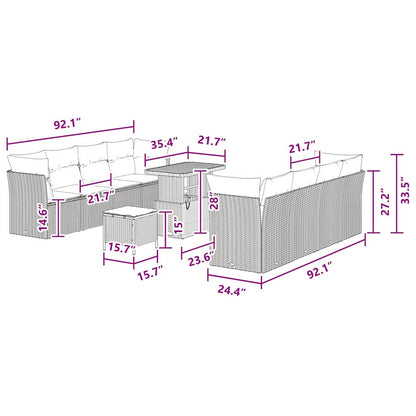 Set Divano da Giardino 11 pcs Nero polyrattan - homemem39