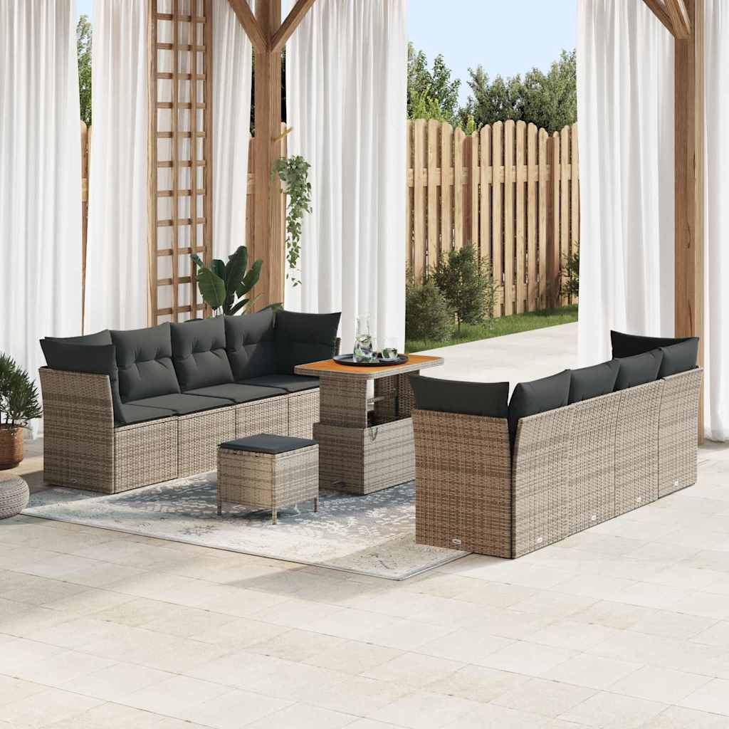 Set Divano da Giardino 11 pcs Grigio polyrattan - homemem39