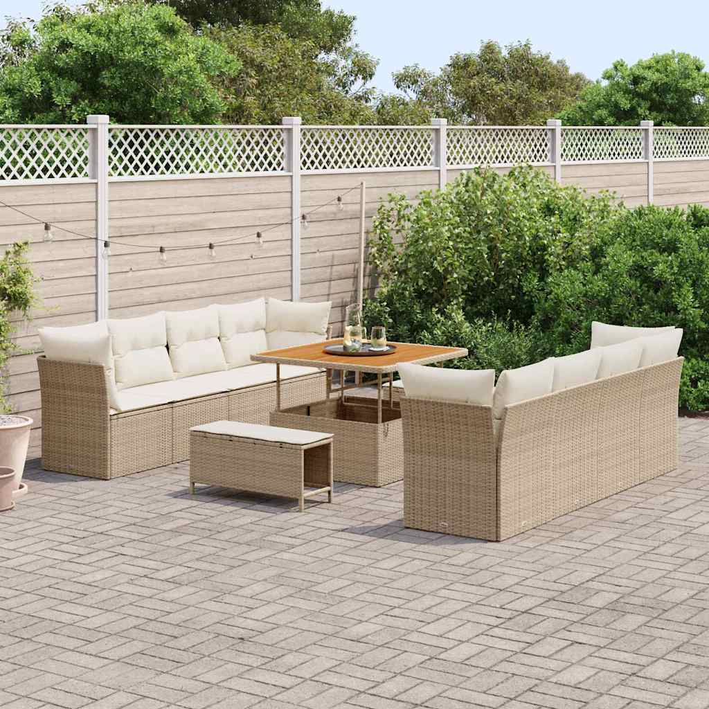 Set Divano da Giardino 11 pcs Beige polyrattan