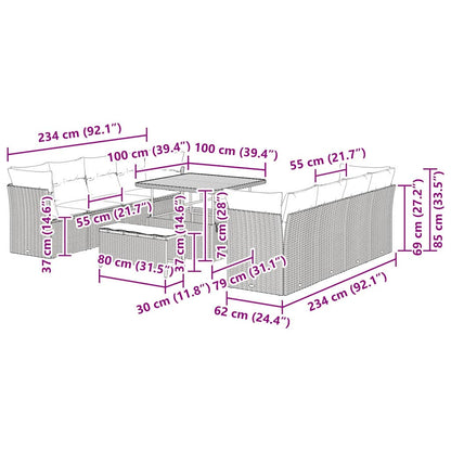 Set Divano da Giardino 11 pcs Beige polyrattan - homemem39