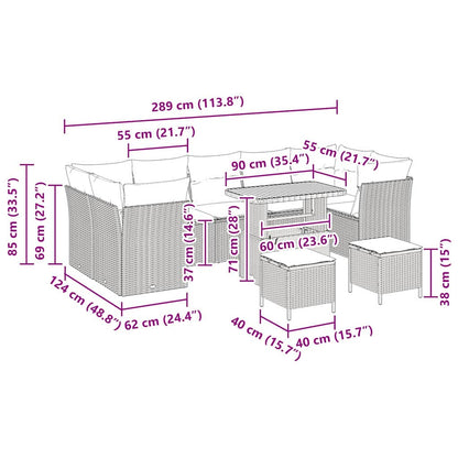 Set Divano da Giardino 10 pcs Nero polyrattan - homemem39