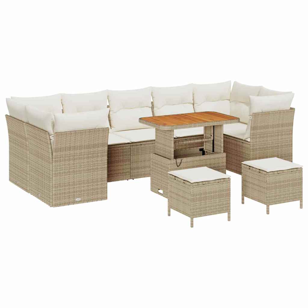 Set Divano da Giardino 10 pcs Beige polyrattan - homemem39