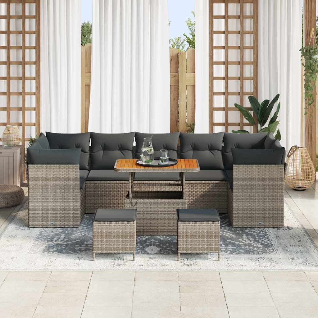Set Divano da Giardino 10 pcs Grigio polyrattan - homemem39