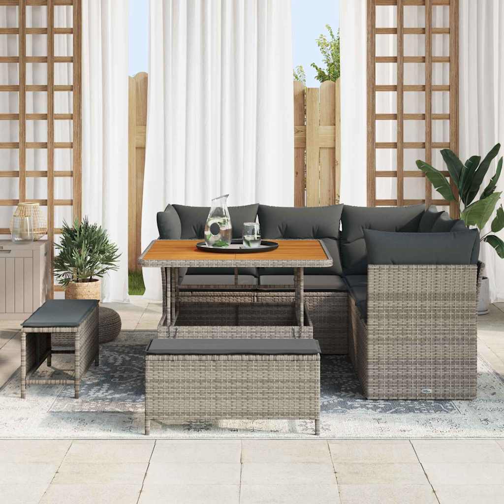 Set Divano da Giardino 8 pcs Grigio polyrattan - homemem39