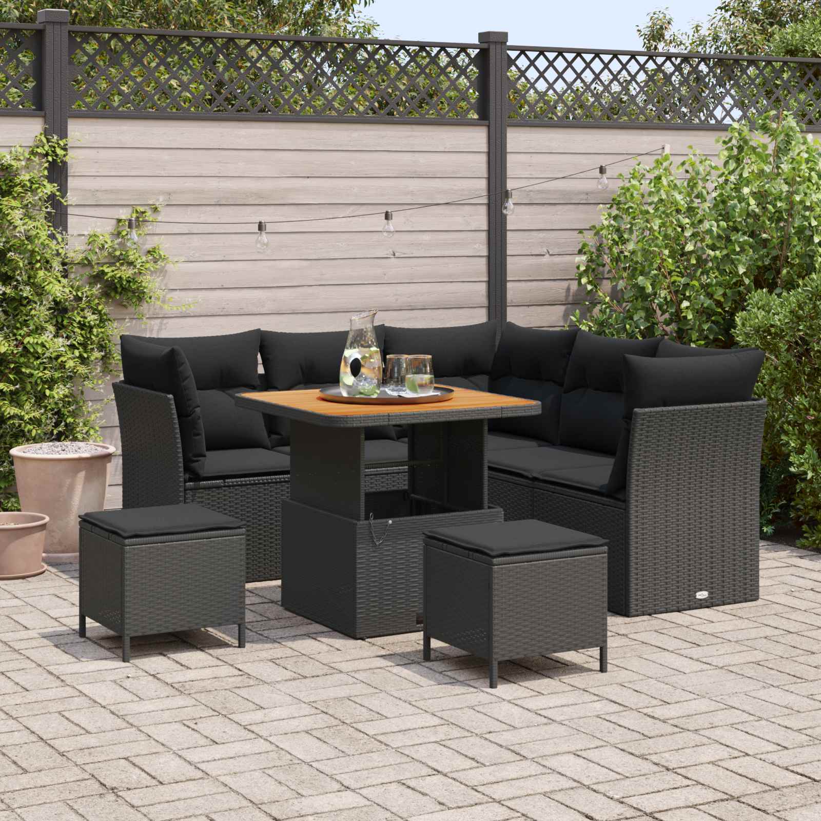 Set Divano da Giardino 8 pz Nero polyrattan | homemem39